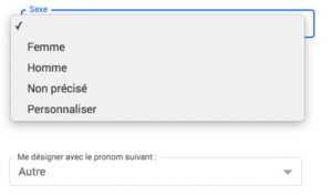 Capture d’écran du processus d’inscription à Google, avril 2019